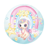 Niedlich Einhorn Stern Rosa Baby Dusche Kreis Hintergrund